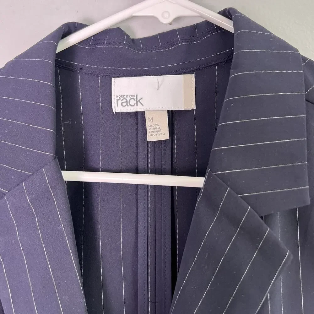 NWT Nordstrom Women's Sz M pinstripe vest one button V neck front welt pocket